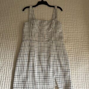 Chic White and Black Checkered Dress